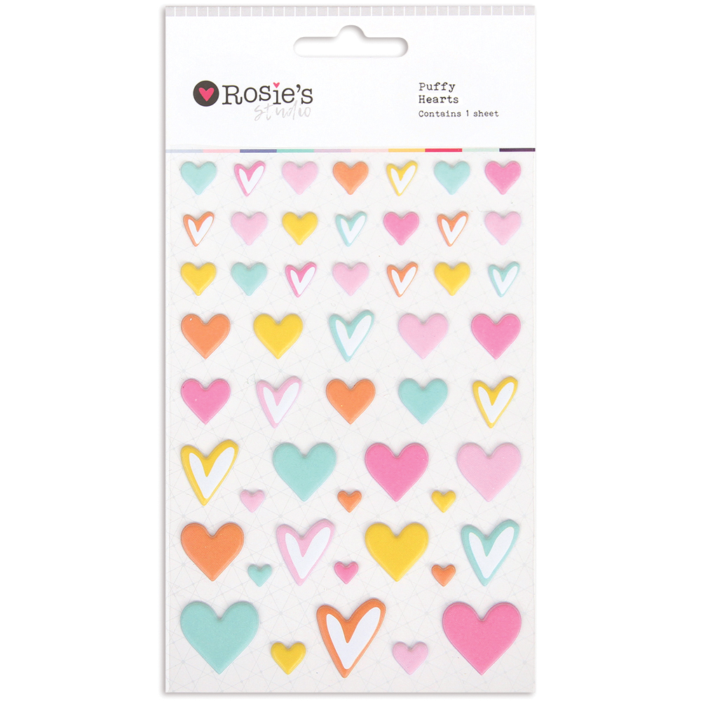 Puffy Heart Stickers - Bright - Rosie's Studio
