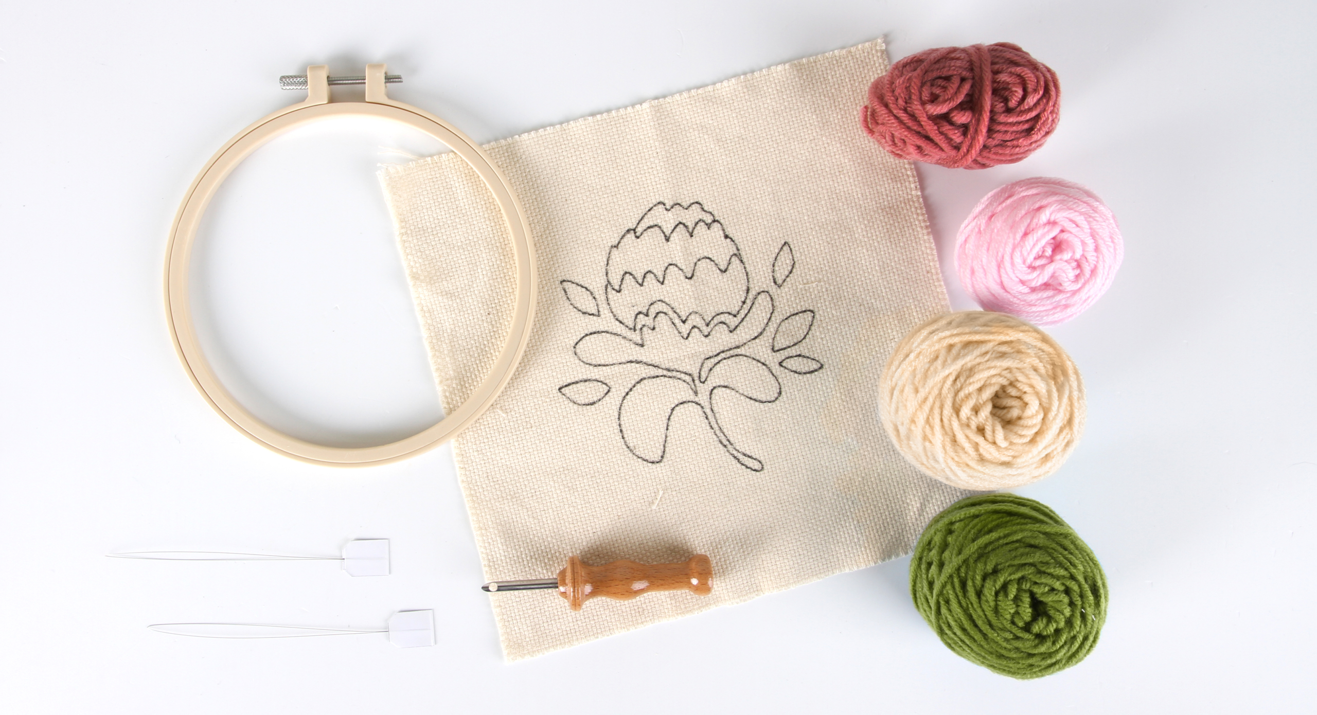 Protea - Lavor Punch Needle Design Kit ~ Created with Pink Belfast