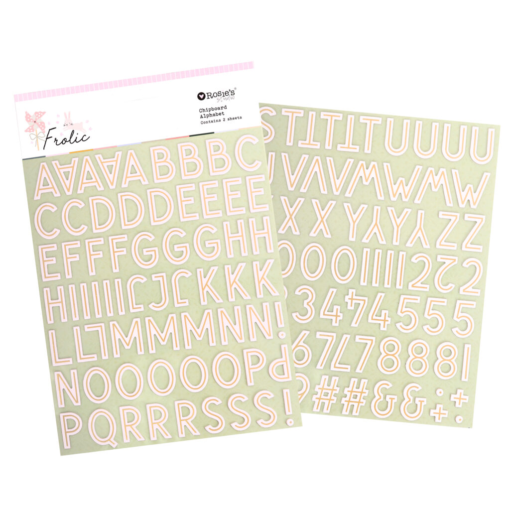 Chipboard Embellishment Alphabet with adhesive backing, Rosie's Studio, for Cardmaking, papercraft and scrapbooking