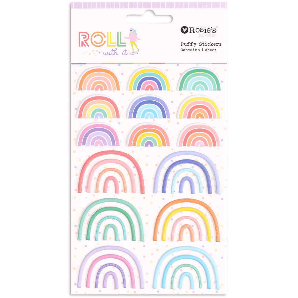 Roll With It Puffy Rainbow Stickers - Rosie's Studio