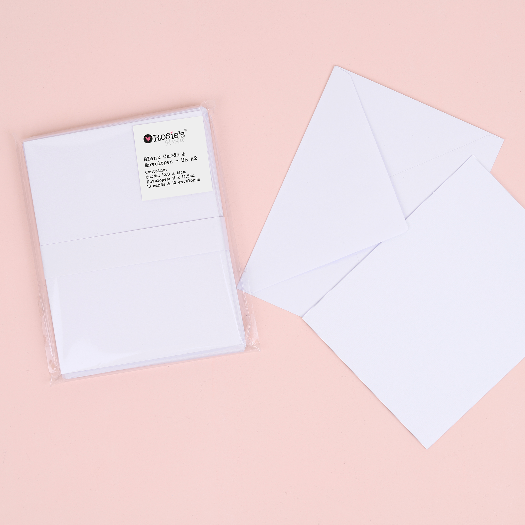 White Value Cards & Envelopes A2 Size- 10pk - Rosie's Studio