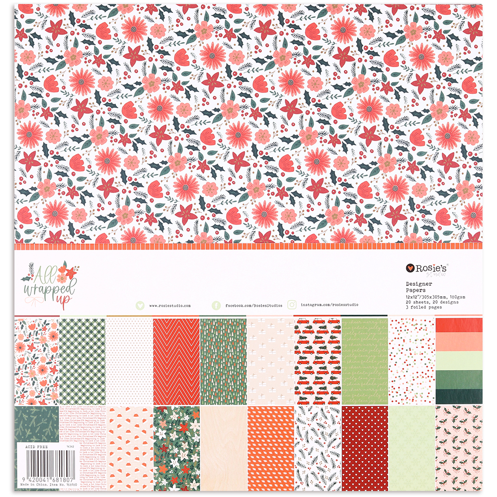 All Wrapped Up 12x12 Designer Paper Pack 20 sheet - Rosie's Studio