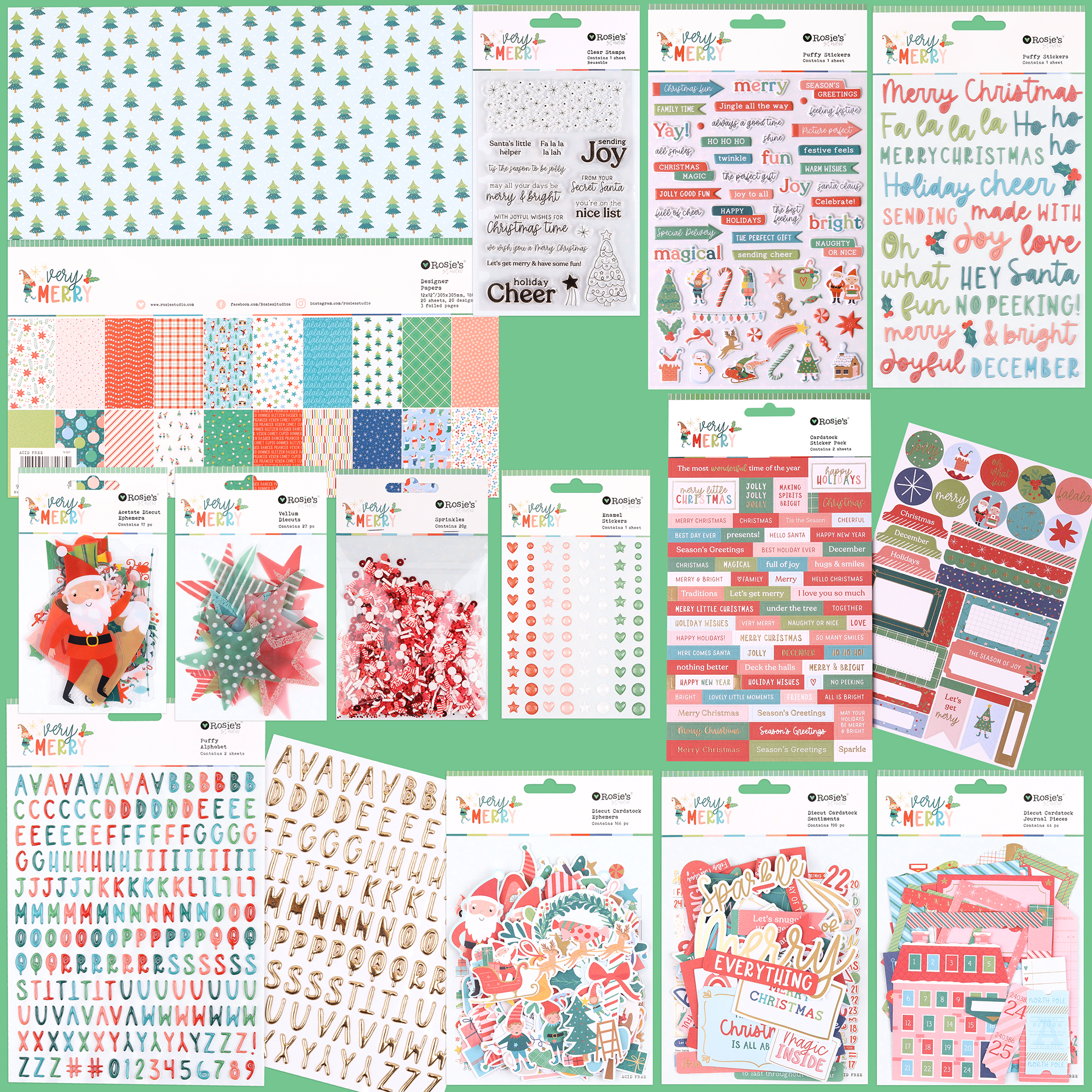Very Merry Puffy Stickers - Rosie's Studio