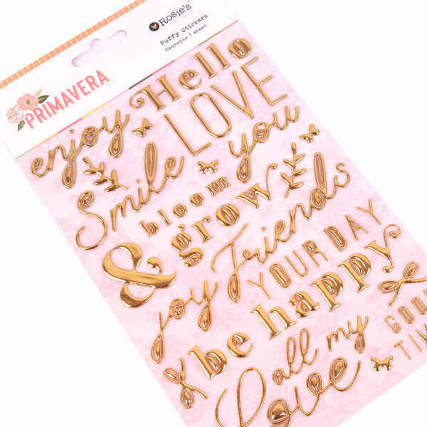 puffy foil phrase stickers scrapbooking and paper-craft embellishments, gold foil, from Primavera by Rosie's Studio