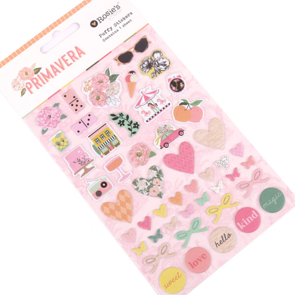 mini puffy stickers scrapbooking and paper-craft embellishments, pretty colours, bright and fun, from Primavera by Rosie's Studio