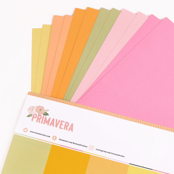 Primavera collection 12 x 12 scrapbooking papers, textured solid core plain colour by Rosies studio