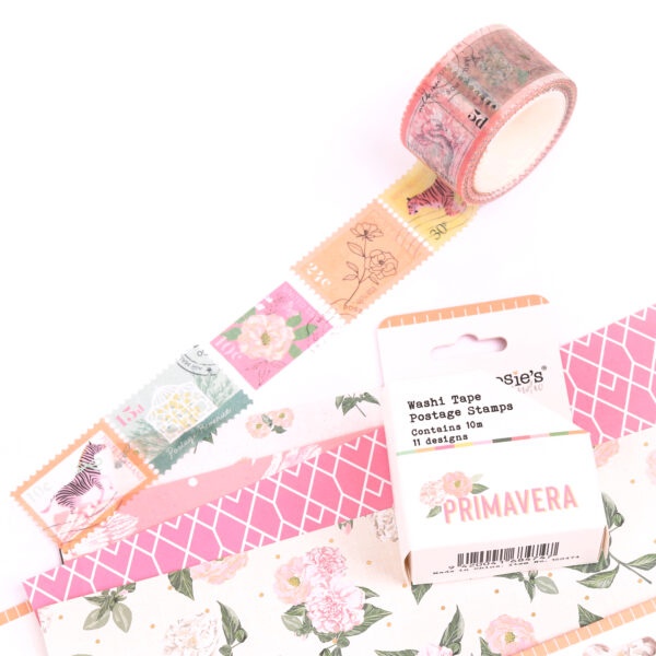 washi stamp scrapbooking embellishments, pretty floral and exotic animal theme from Primavera by Rosie's Studio
