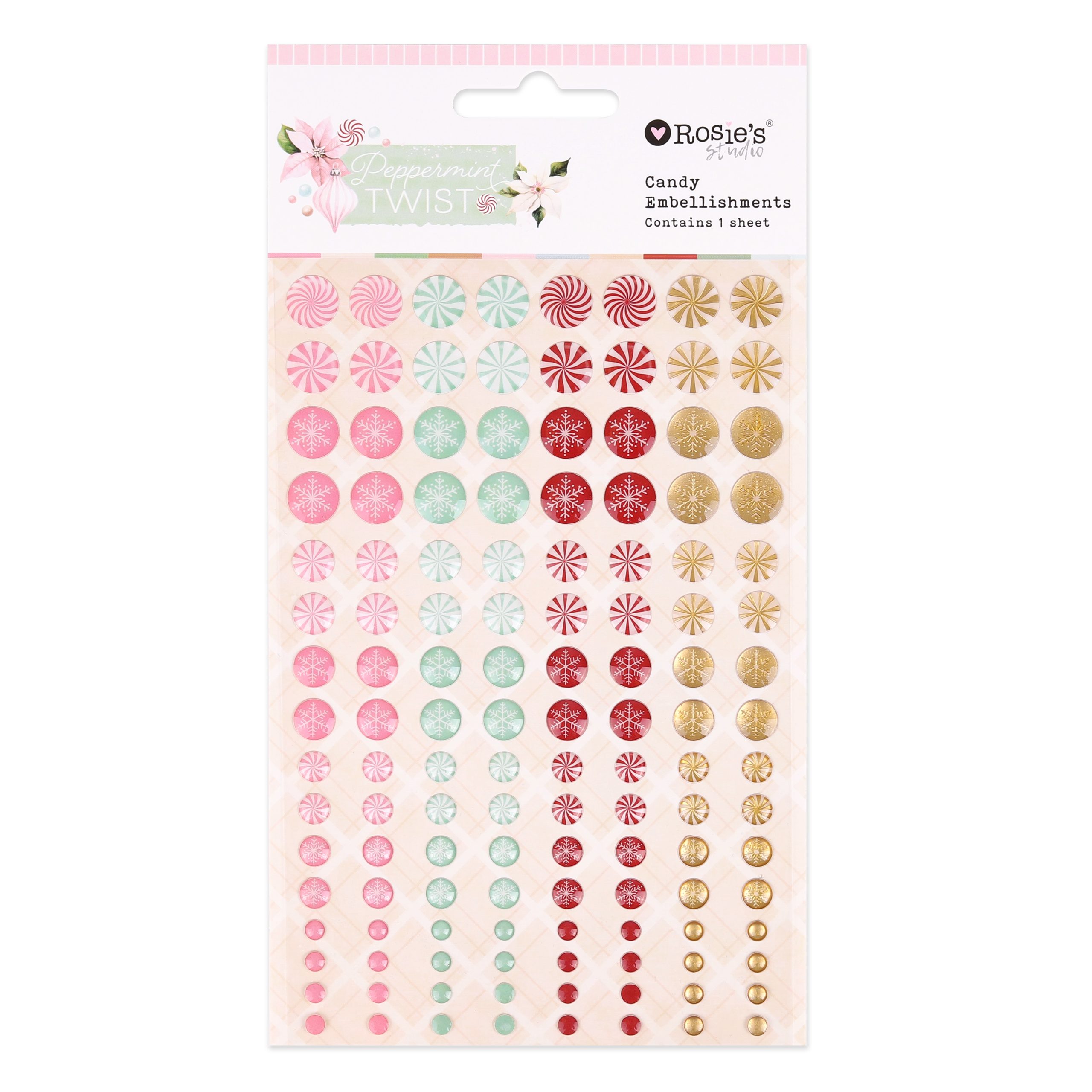 Peppermint Twist Candy Embellishments (Epoxy) 128pc