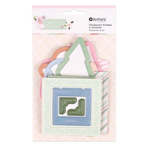 Peppermint Twist Chipboard Frames & Corners 46pk