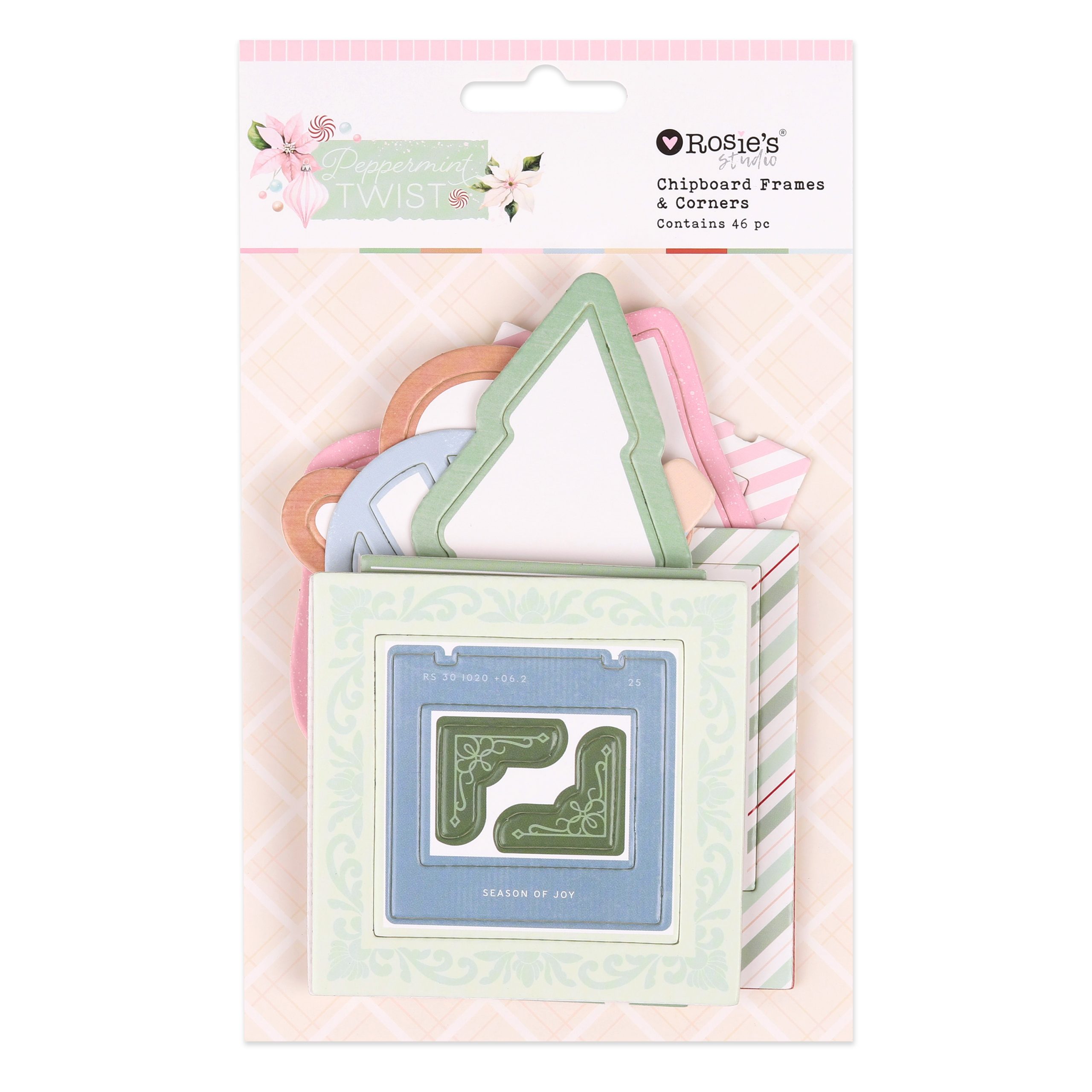 Peppermint Twist Chipboard Frames & Corners 46pk