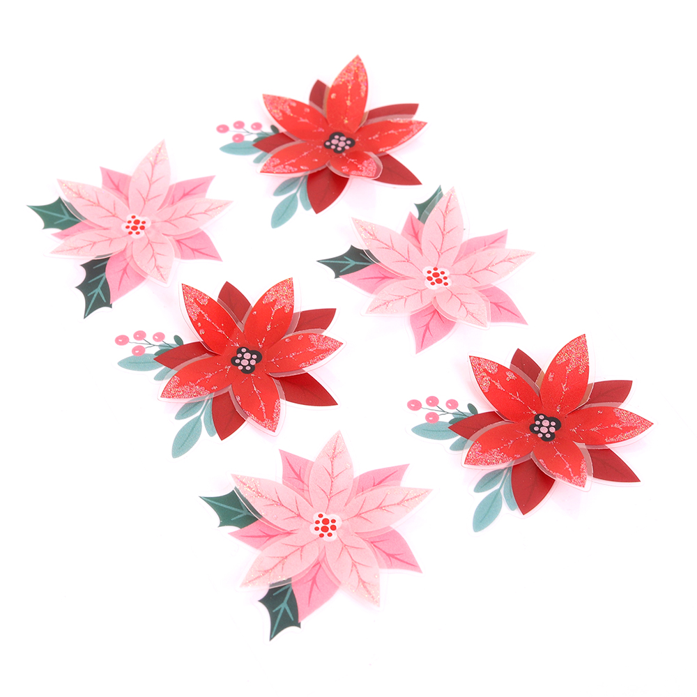 North Pole Post Dimensional Acetate Embellishments - Poinsettias - Image 2