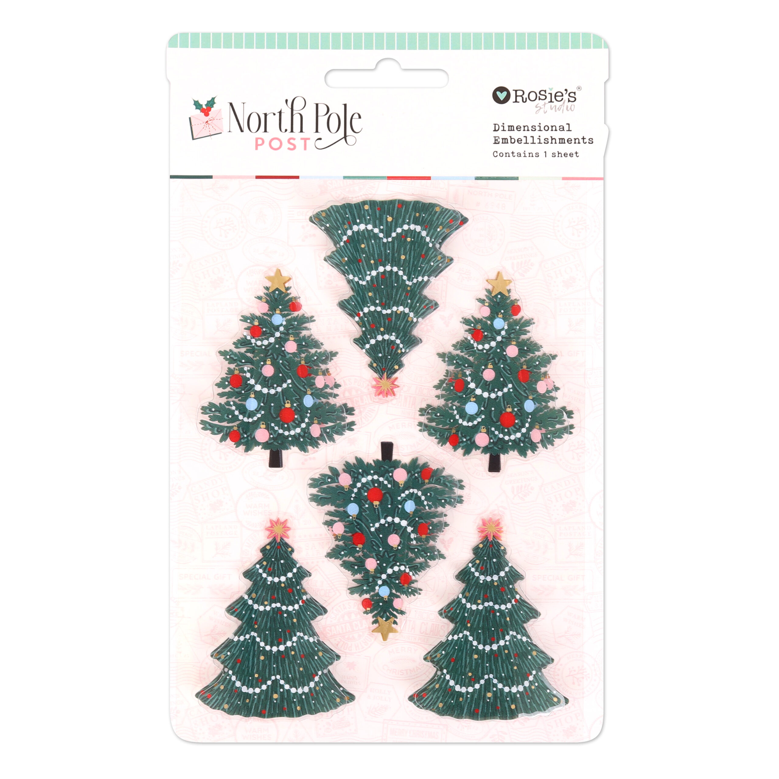 North Pole Post 3D Embellishments - Christmas Trees