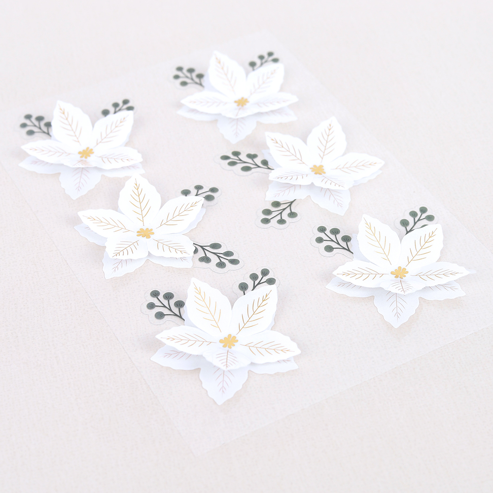 Sleigh Bells Ring Dimensional Acetate Embellishments - Gold Poinsettias - Image 2